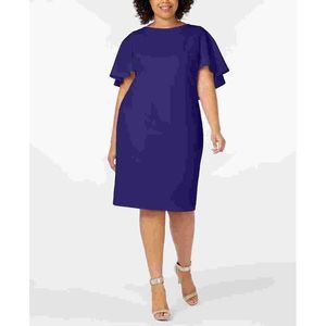 Calvin Klein Women's Plus Capelet Sheath Dress Blue Size 20W